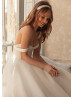 Ivory Satin Tulle Midi Length Exquisite Wedding Dress
